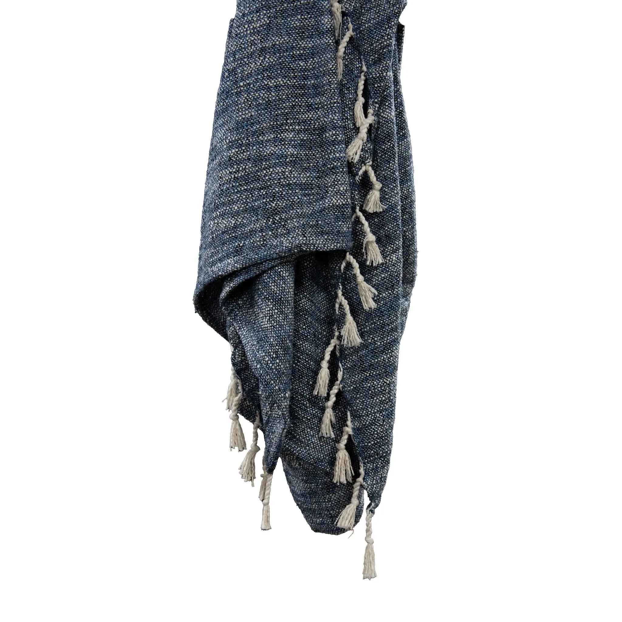 50" X 60" Dark Blue Throw Blanket with Fringe Homeroots Home Decor