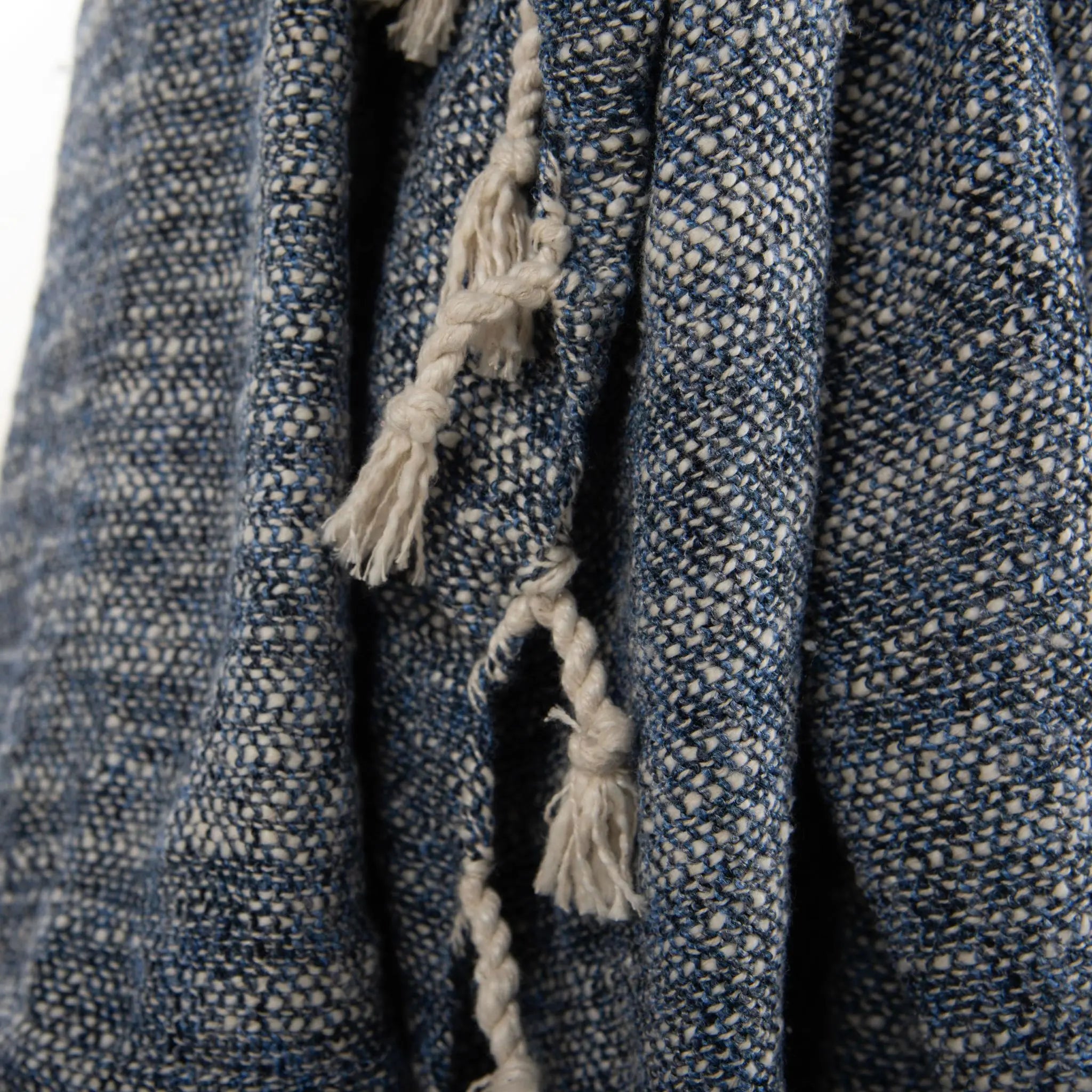 50" X 60" Dark Blue Throw Blanket with Fringe Homeroots Home Decor