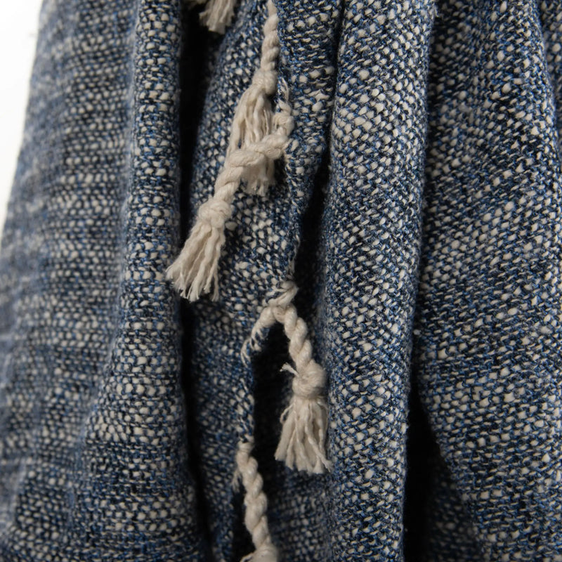 50" X 60" Dark Blue Throw Blanket with Fringe Homeroots Home Decor