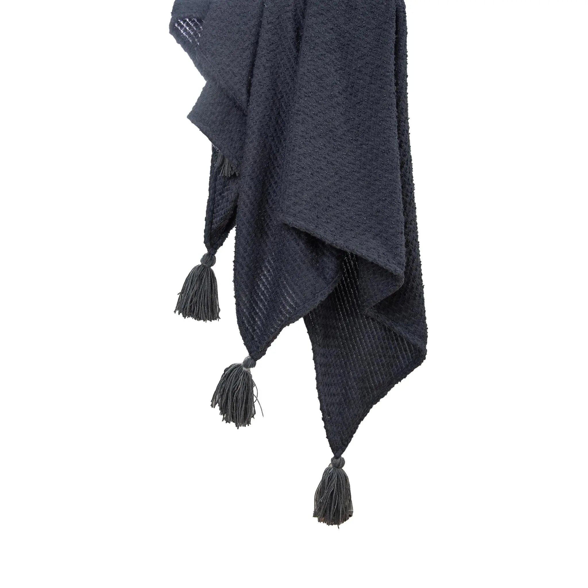 50" X 60" Gray Basketweave Throw Blanket with Tassels Homeroots Home Decor