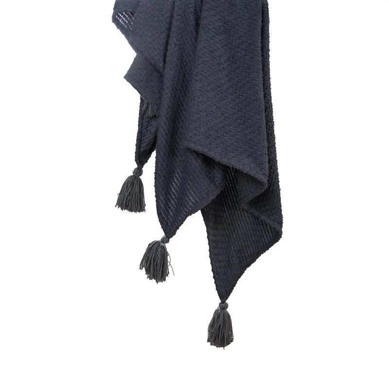 50" X 60" Gray Basketweave Throw Blanket with Tassels Homeroots Home Decor