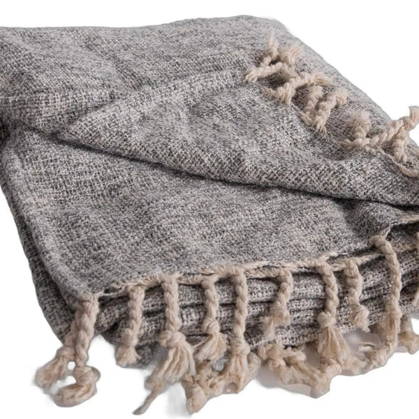 50" X 60" Gray Throw Blanket with Fringe Homeroots Home Decor