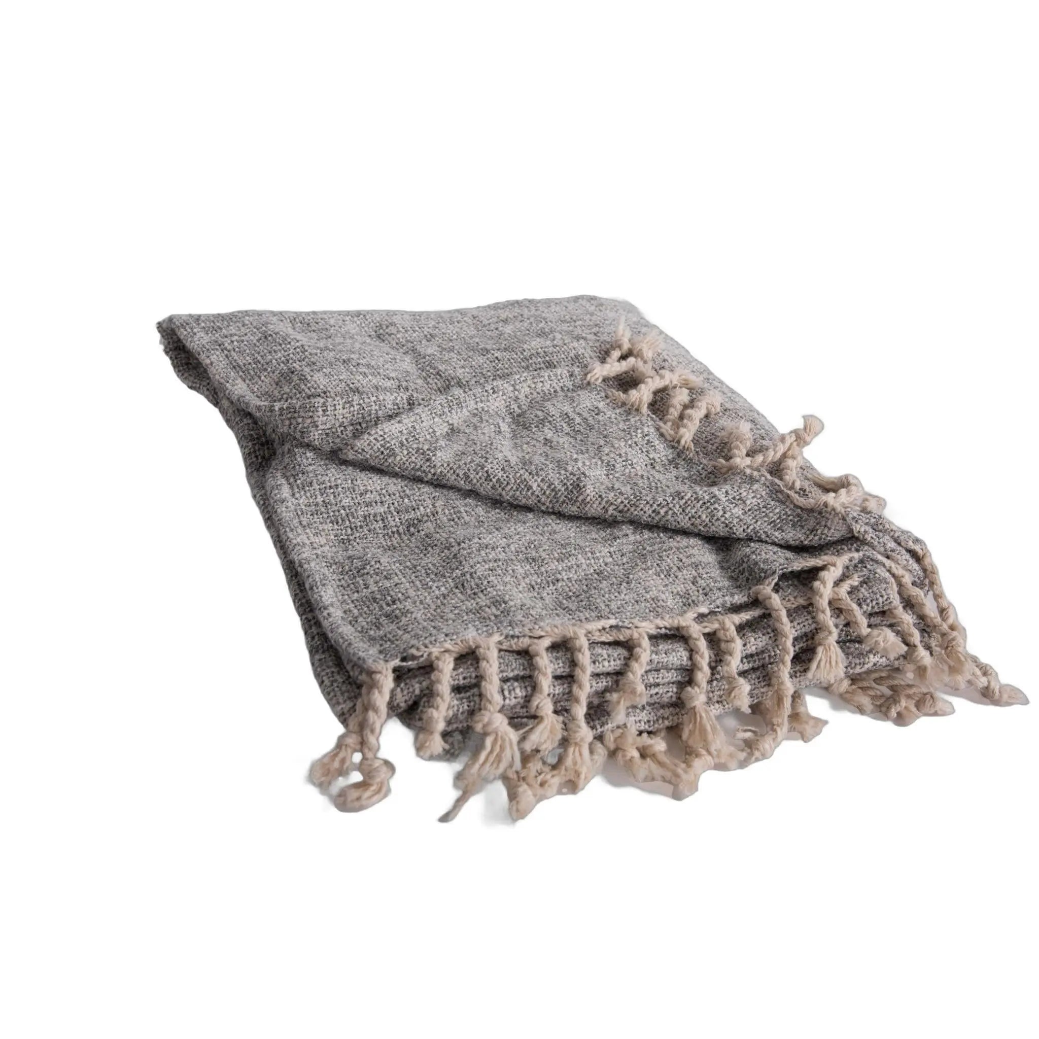50" X 60" Gray Throw Blanket with Fringe Homeroots Home Decor