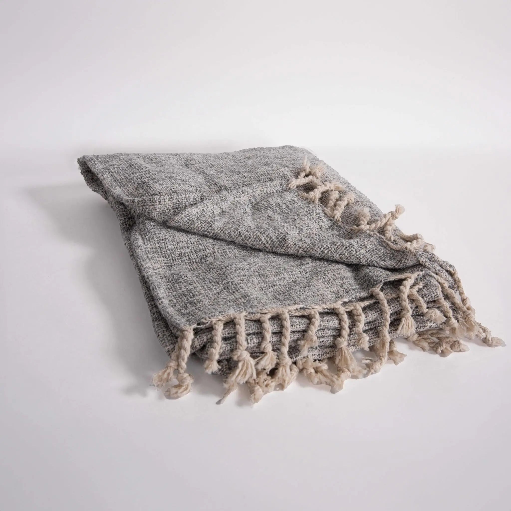50" X 60" Gray Throw Blanket with Fringe Homeroots Home Decor