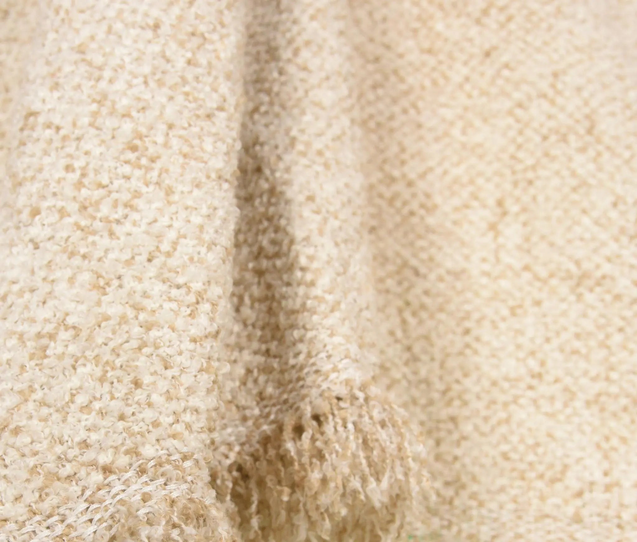 50" X 60" Ivory And Sand Throw Blanket with Fringe Homeroots Home Decor