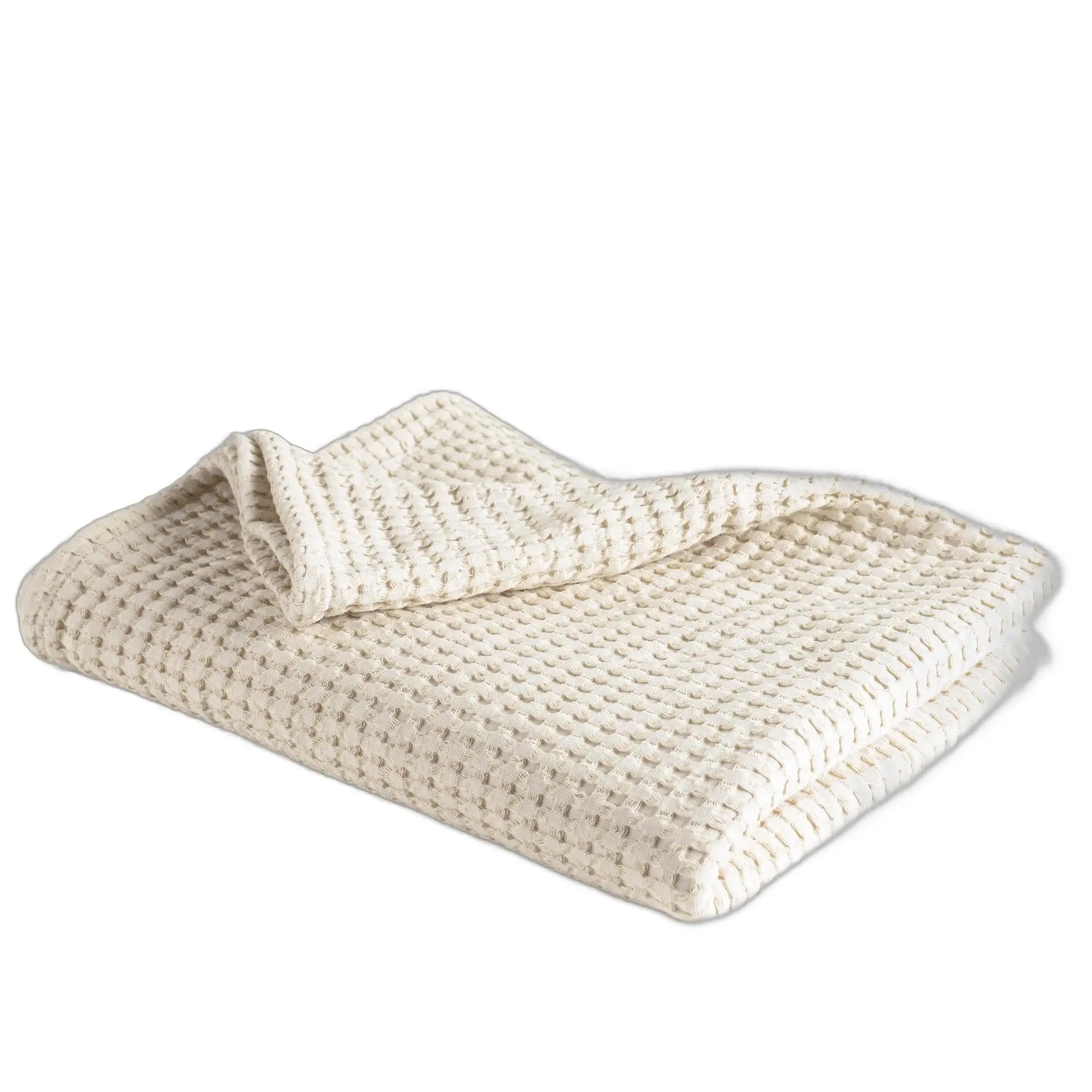 50" X 60" Ivory Cotton Waffle Weave Throw Blanket Homeroots Home Decor