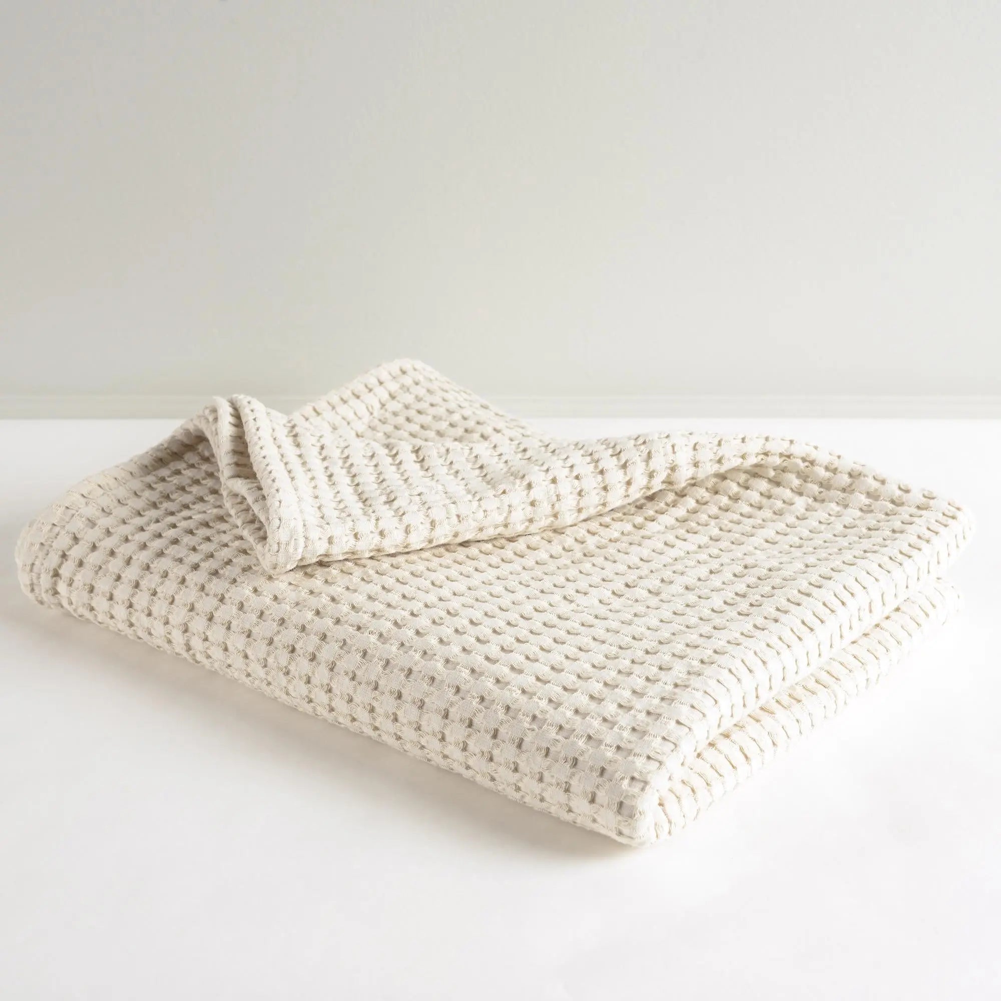 50" X 60" Ivory Cotton Waffle Weave Throw Blanket Homeroots Home Decor