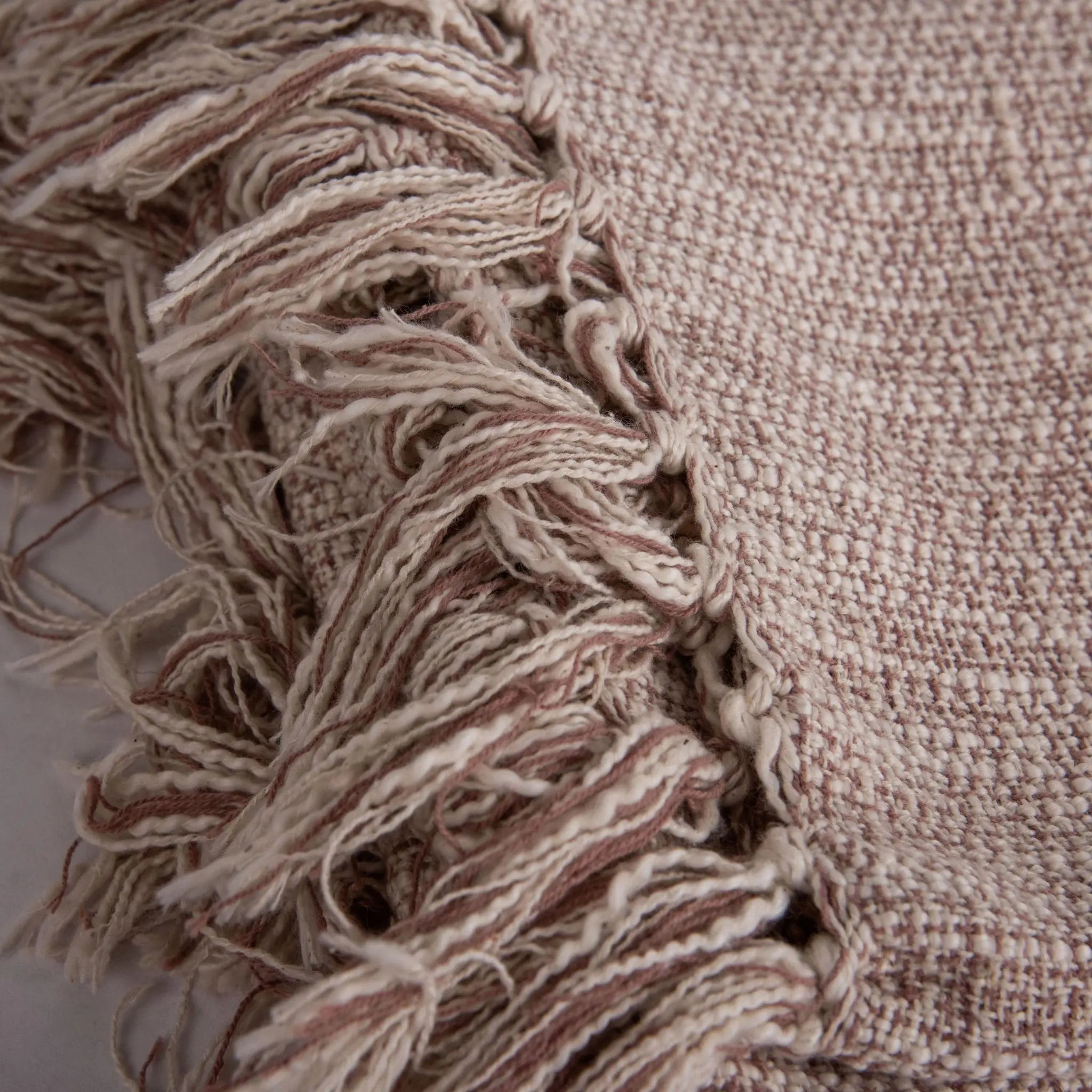 50" X 60" Khaki And Natural Cotton Throw Blanket with Fringe Homeroots Home Decor