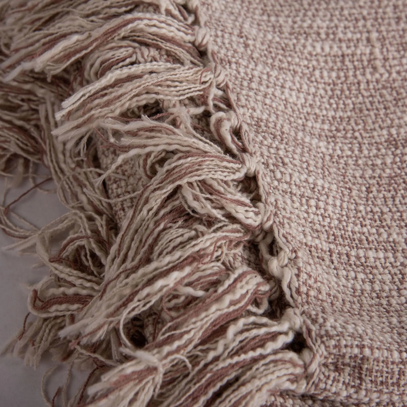 50" X 60" Khaki And Natural Cotton Throw Blanket with Fringe Homeroots Home Decor
