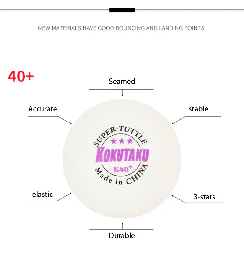 50balls/100balls 3 Star K40+ Table Tennis Ball Professional Trianing Games Seamed ABS Plastic Ping Pong Balls