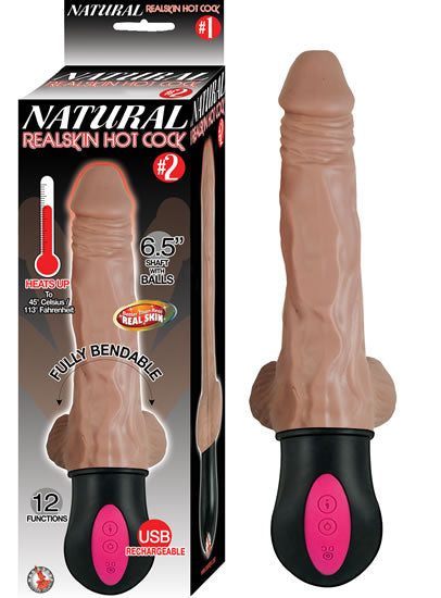 Natural Realskin Hot Cock #2 Brown Vibrating Dildo