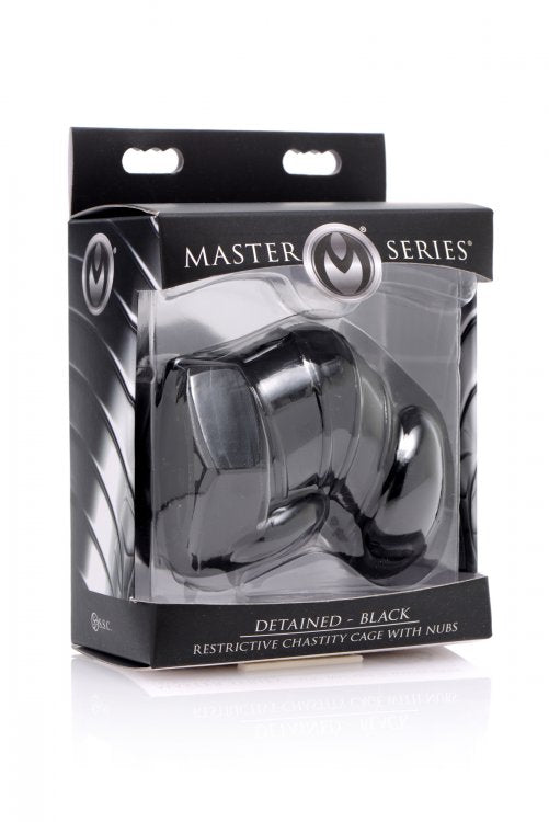 Master Series Detained Black Restrictive Chastity Cage - Adult Products