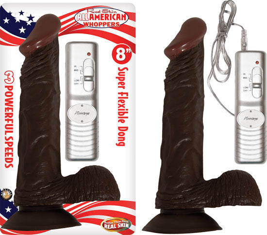 Afro American Whopper W/balls Vibrating 8in Brown - GreatEagleInc