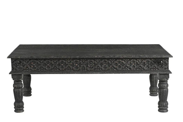 51" Black Solid Wood Distressed Coffee Table Homeroots Living Room