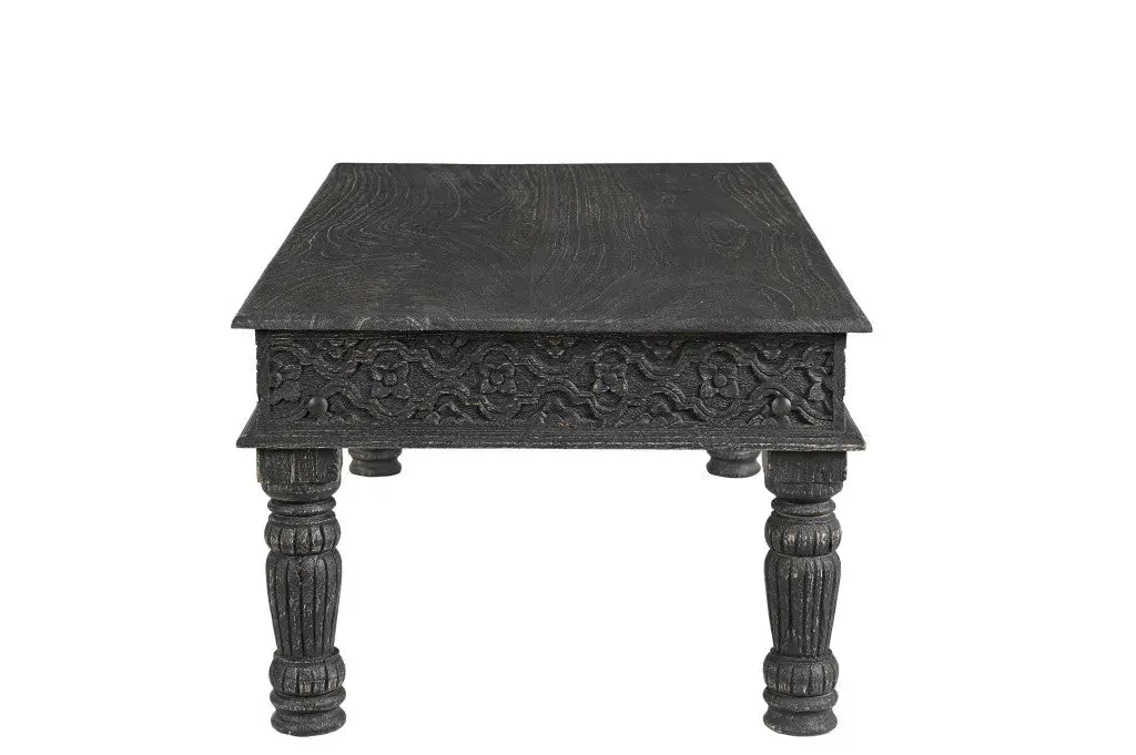 51" Black Solid Wood Distressed Coffee Table Homeroots Living Room