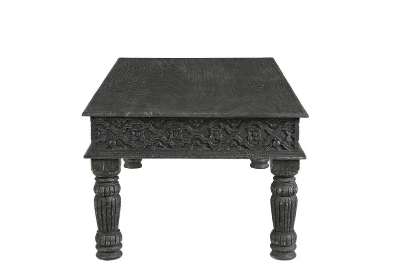 51" Black Solid Wood Distressed Coffee Table Homeroots Living Room