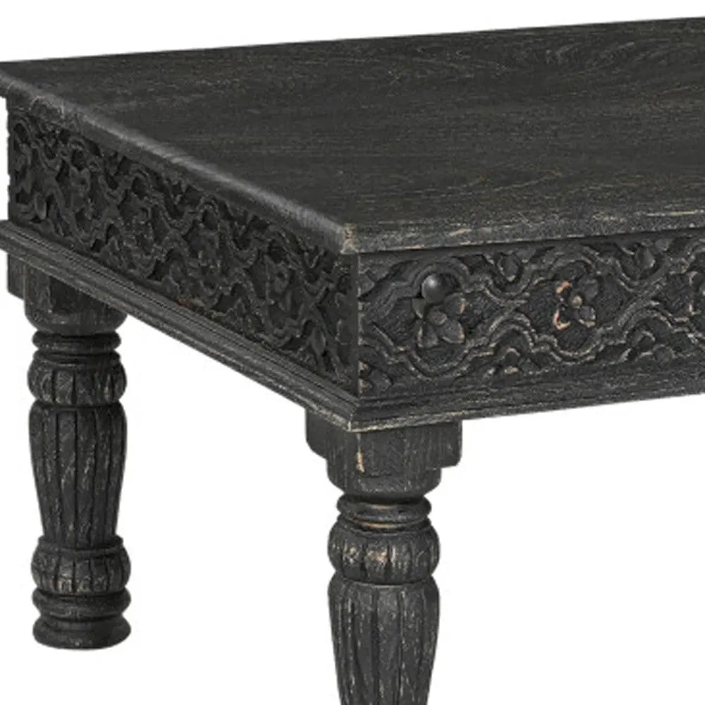 51" Black Solid Wood Distressed Coffee Table Homeroots Living Room