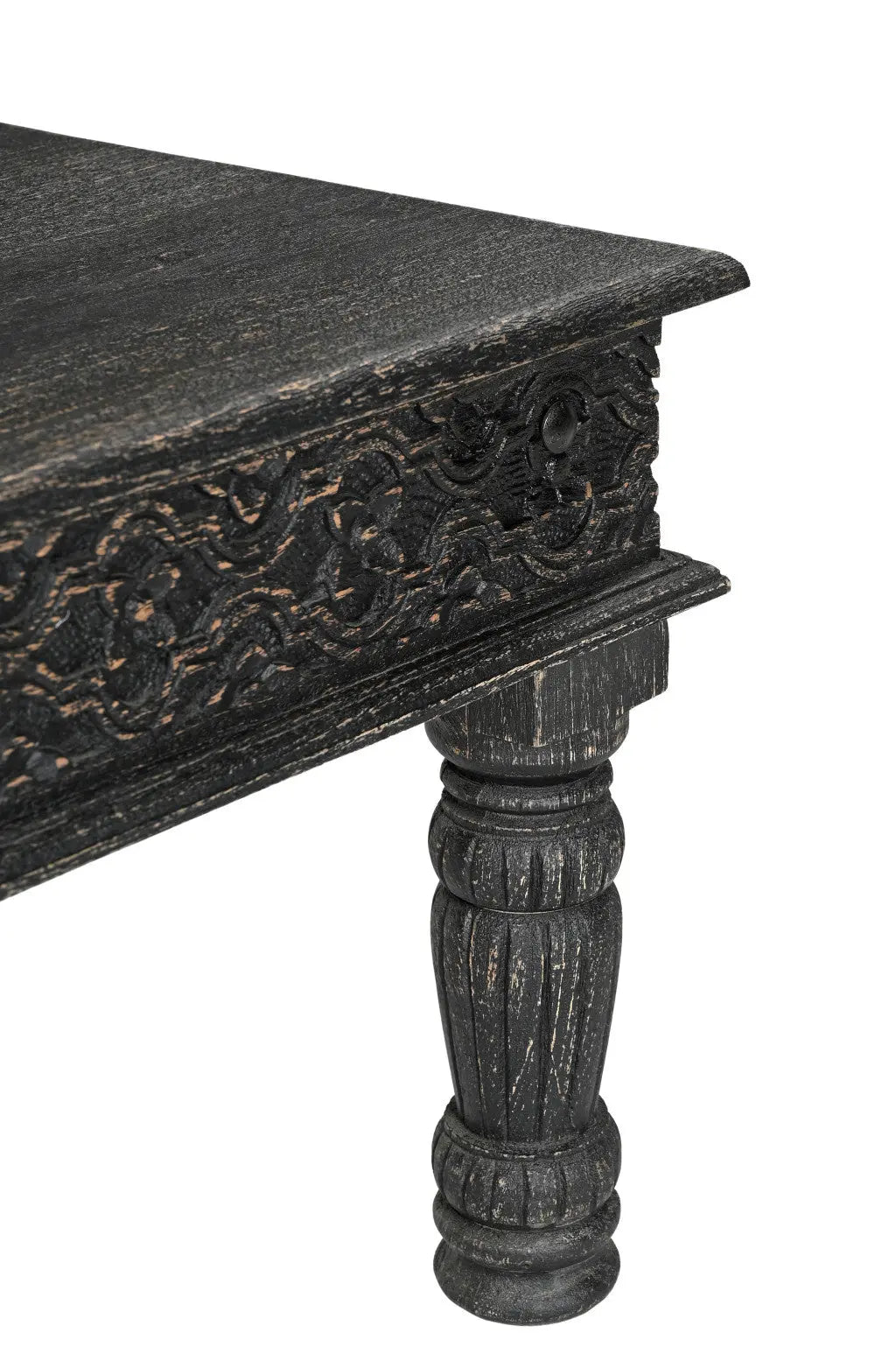 51" Black Solid Wood Distressed Coffee Table Homeroots Living Room