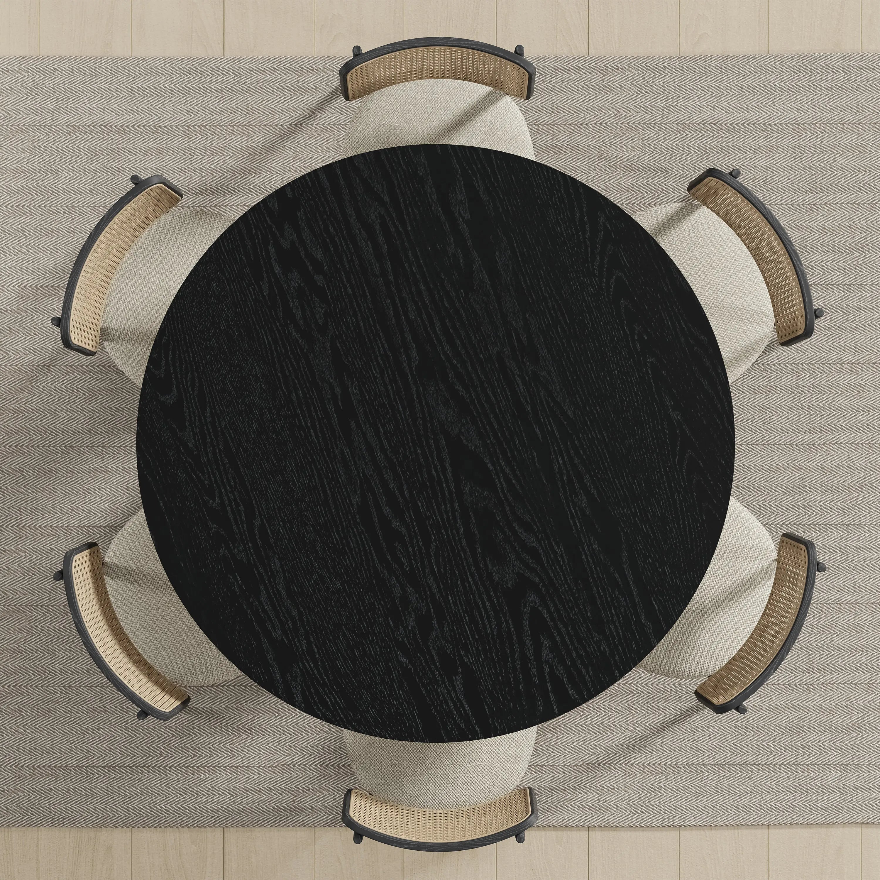 51" Black Solid Wood Round Top Dining Table Homeroots Kitchen & Dining