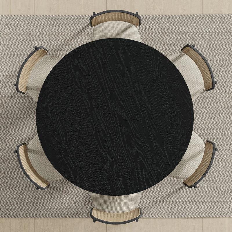 51" Black Solid Wood Round Top Dining Table Homeroots Kitchen & Dining