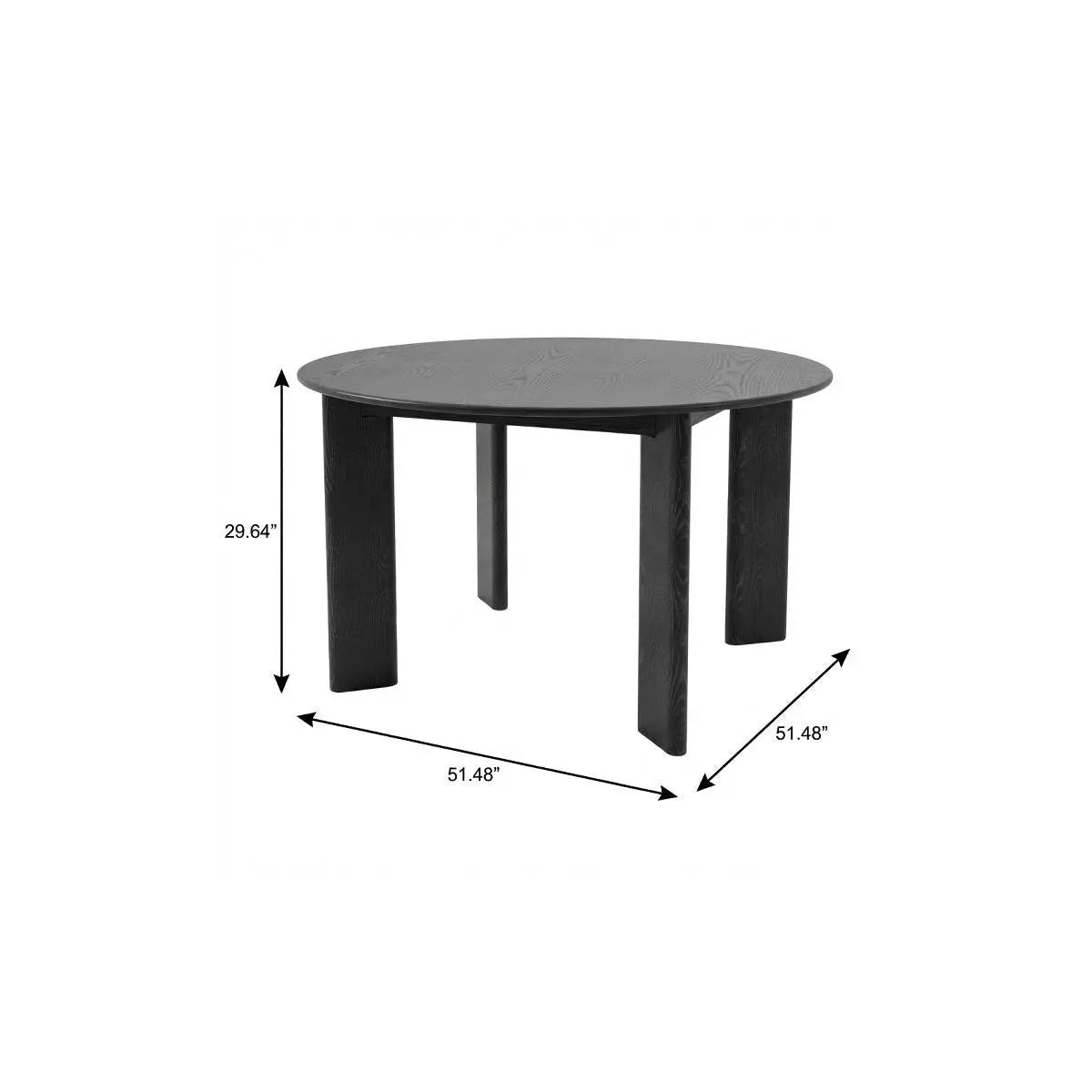 51" Black Solid Wood Round Top Dining Table Homeroots Kitchen & Dining