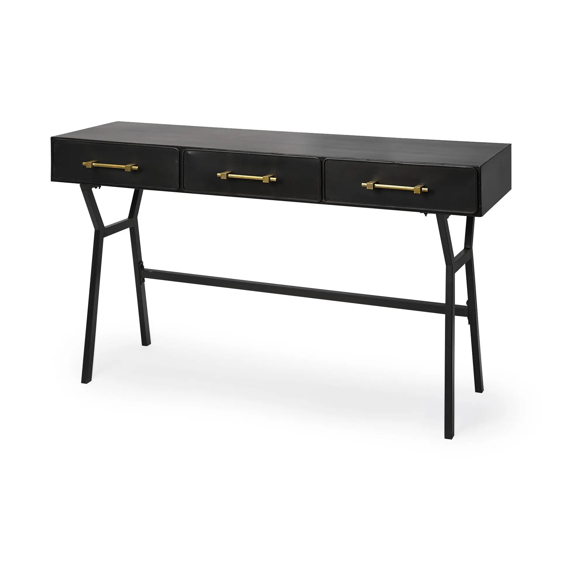 51" Black Writing Desk With Three Drawers Homeroots Office