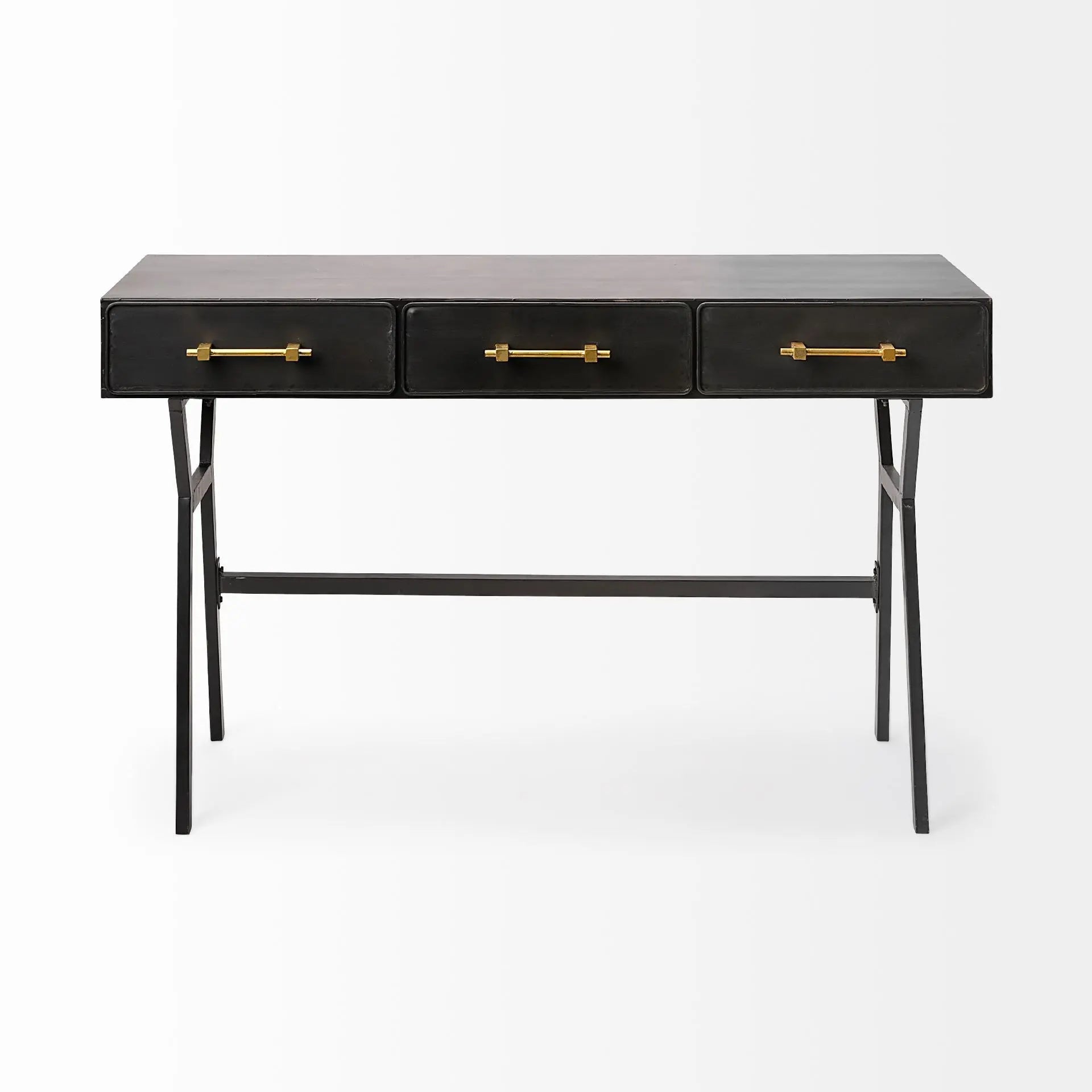 51" Black Writing Desk With Three Drawers Homeroots Office