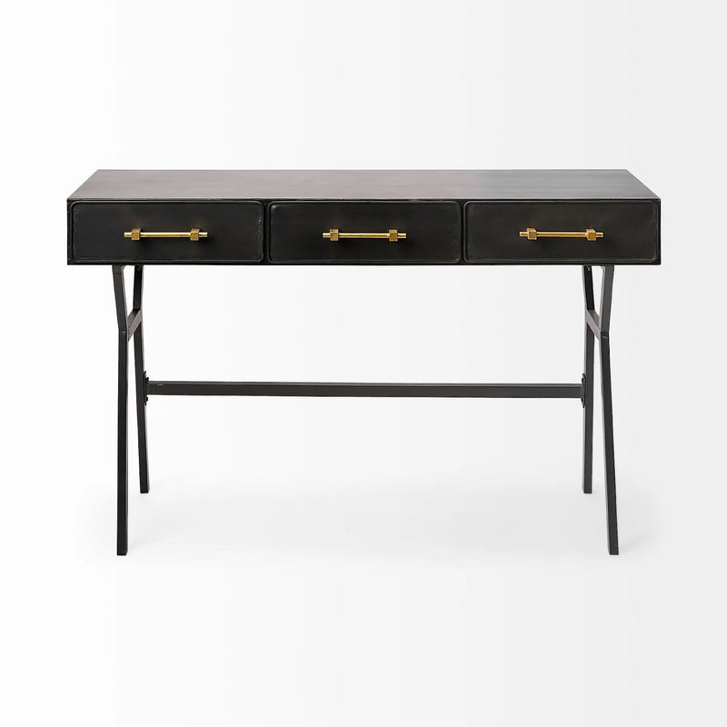 51" Black Writing Desk With Three Drawers Homeroots Office