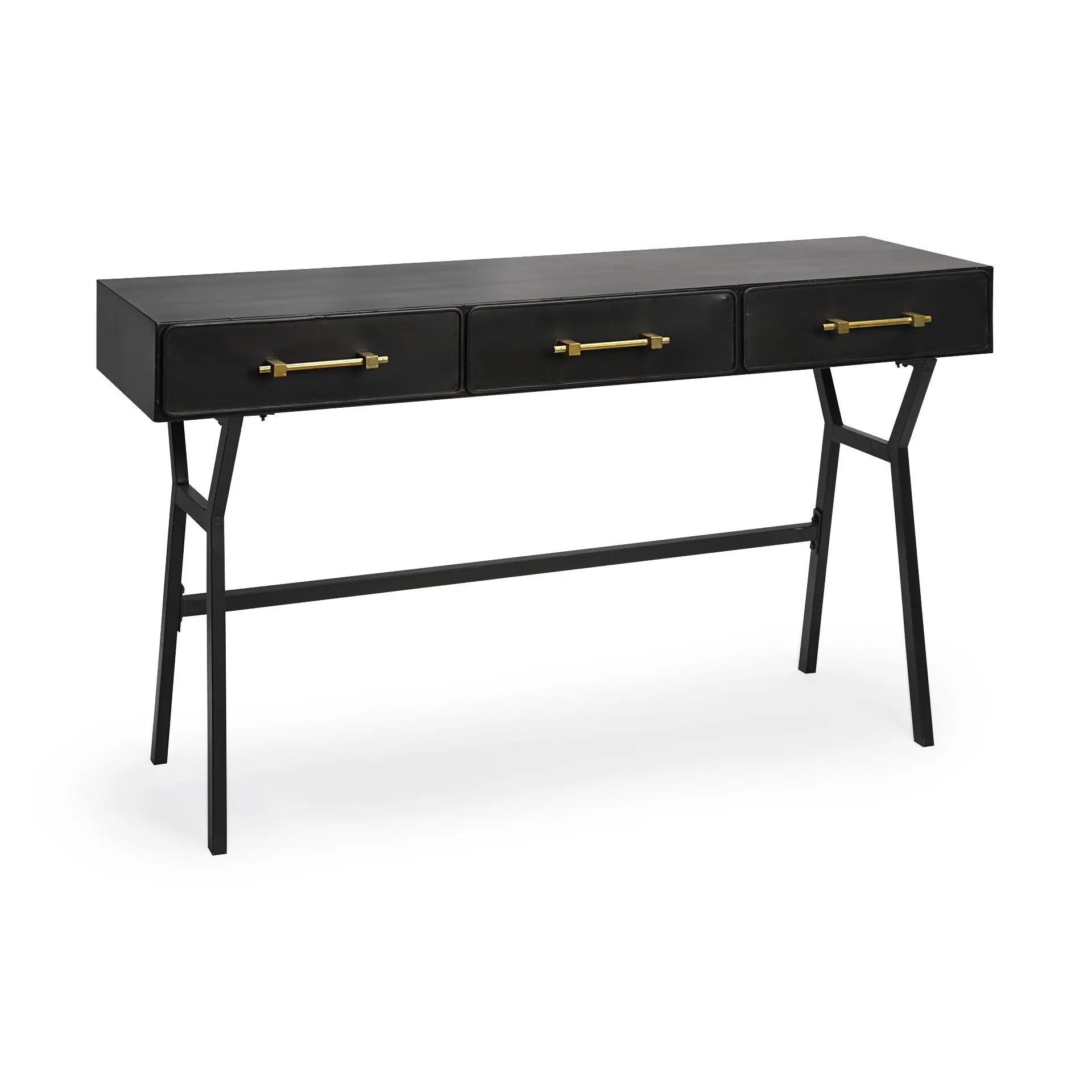 51" Black Writing Desk With Three Drawers Homeroots Office