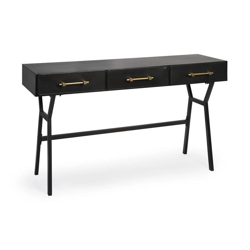 51" Black Writing Desk With Three Drawers Homeroots Office