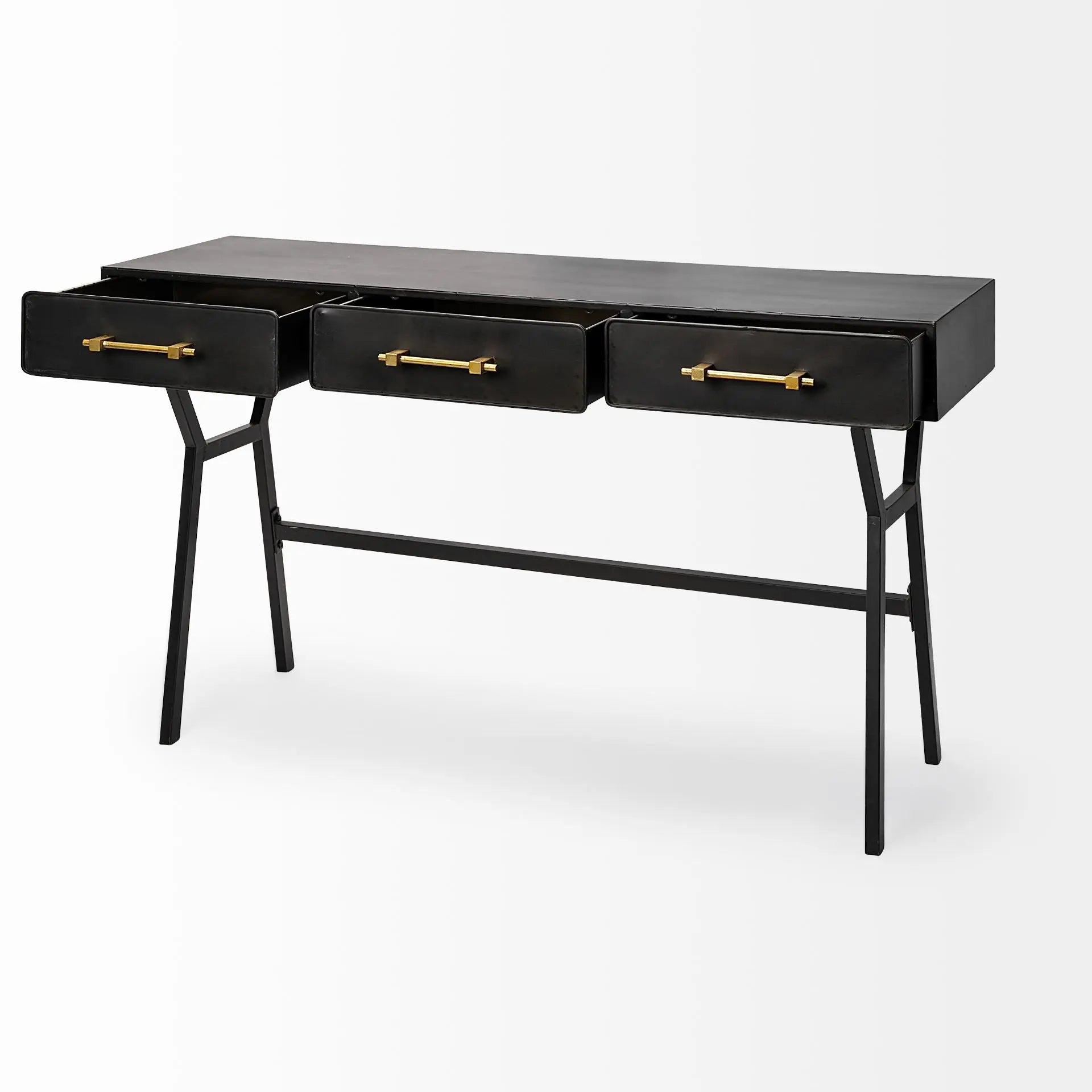 51" Black Writing Desk With Three Drawers Homeroots Office