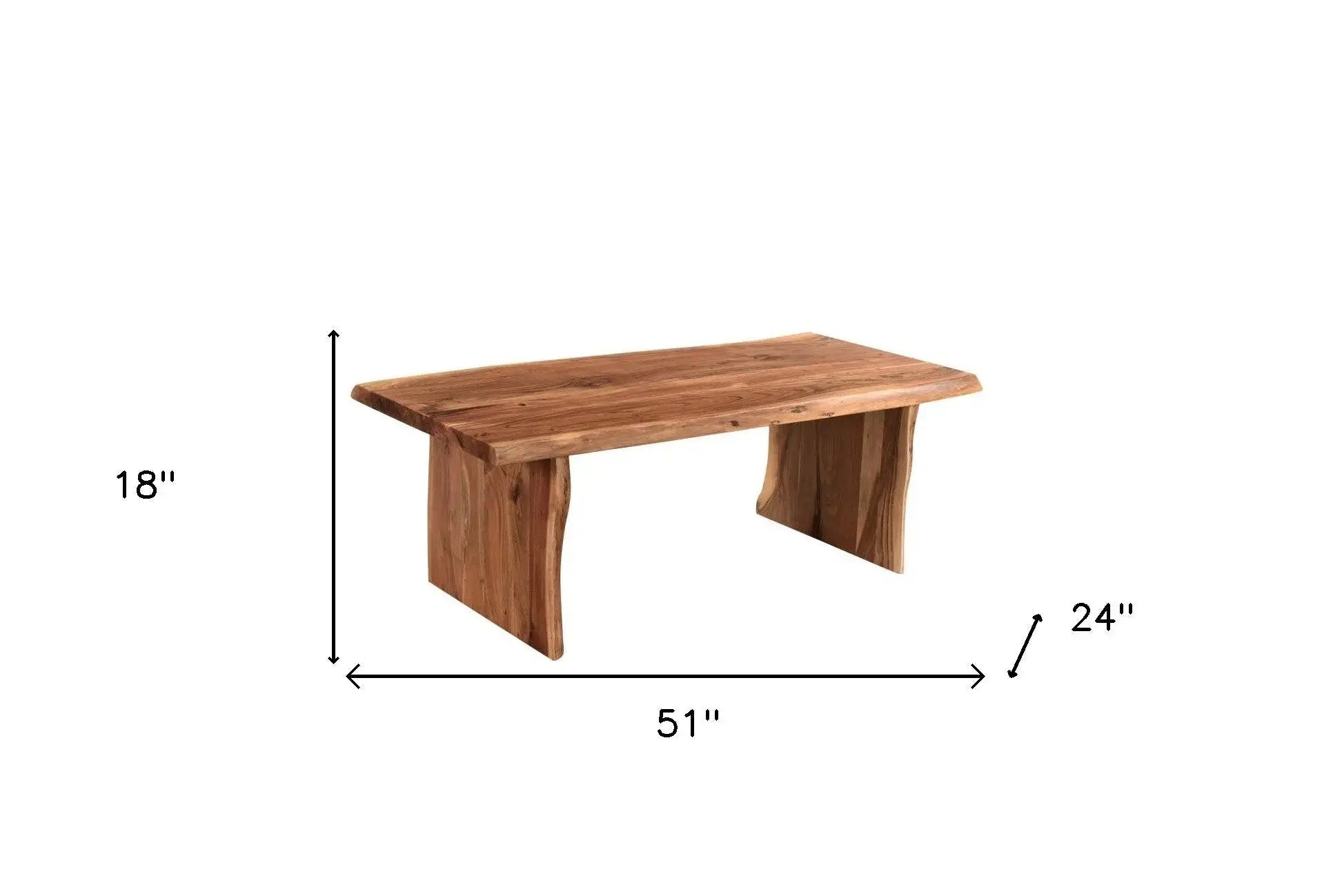 51" Brown Solid Wood Sled Coffee Table Homeroots Living Room