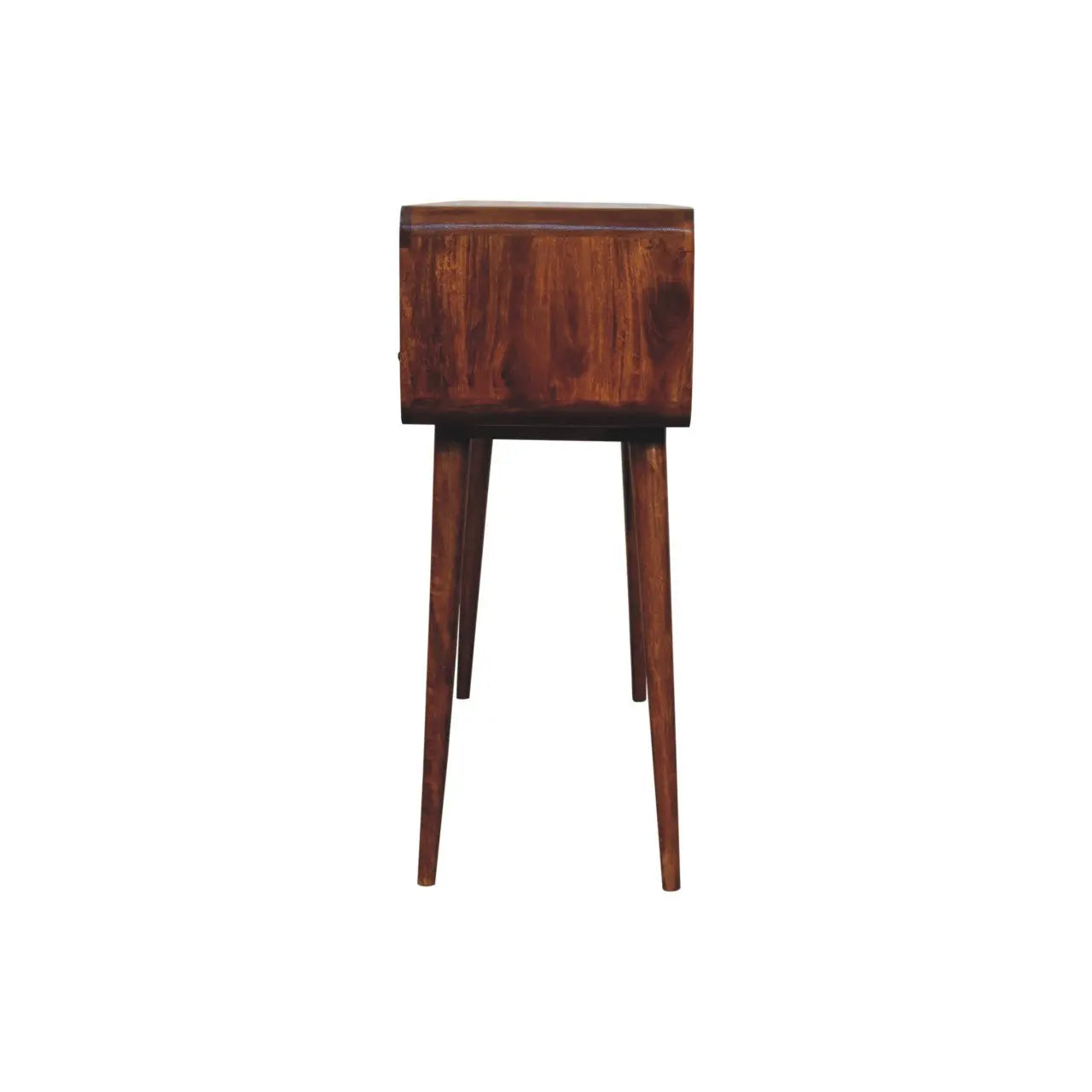 51" Chestnut Solid Wood Console Table With Three Shelves And Three Drawers Homeroots Living Room
