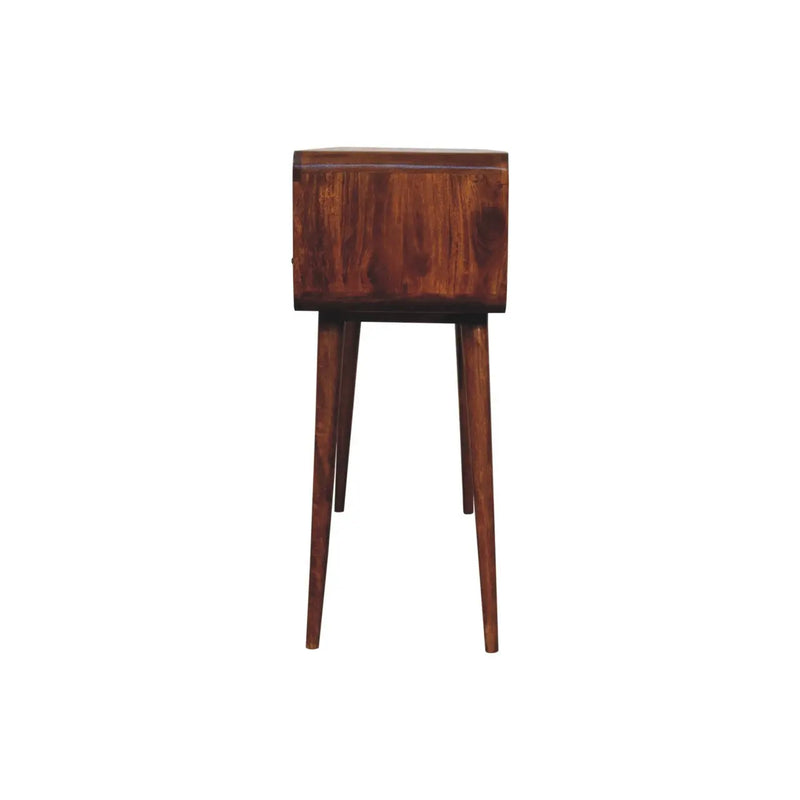 51" Chestnut Solid Wood Console Table With Three Shelves And Three Drawers Homeroots Living Room