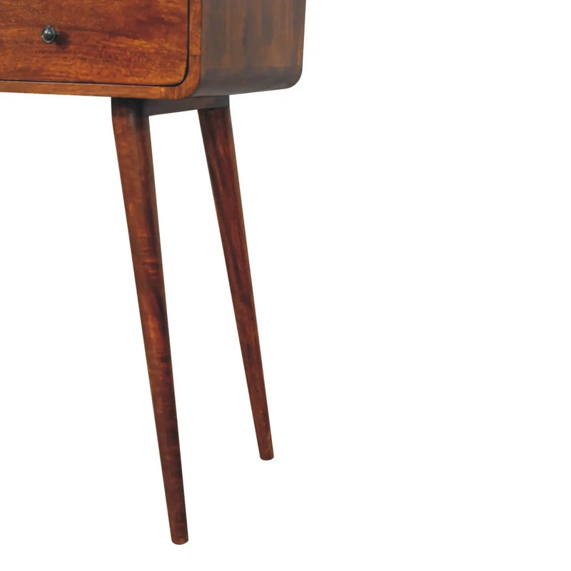 51" Chestnut Solid Wood Console Table With Three Shelves And Three Drawers Homeroots Living Room