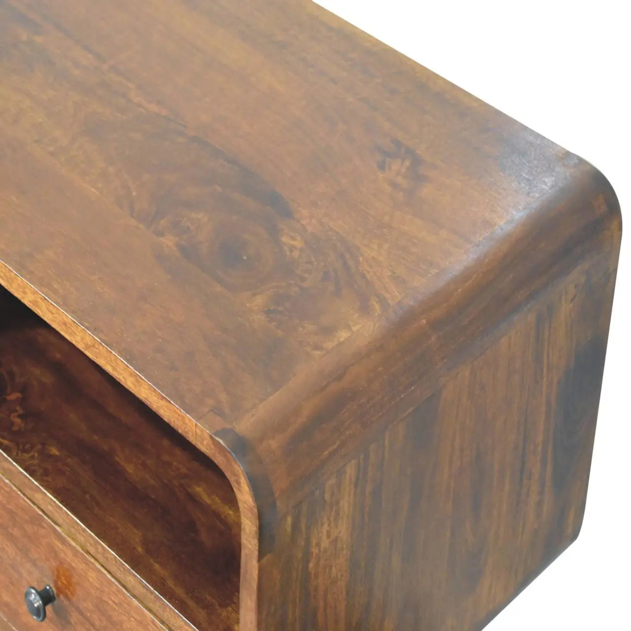 51" Chestnut Solid Wood Console Table With Three Shelves And Three Drawers Homeroots Living Room