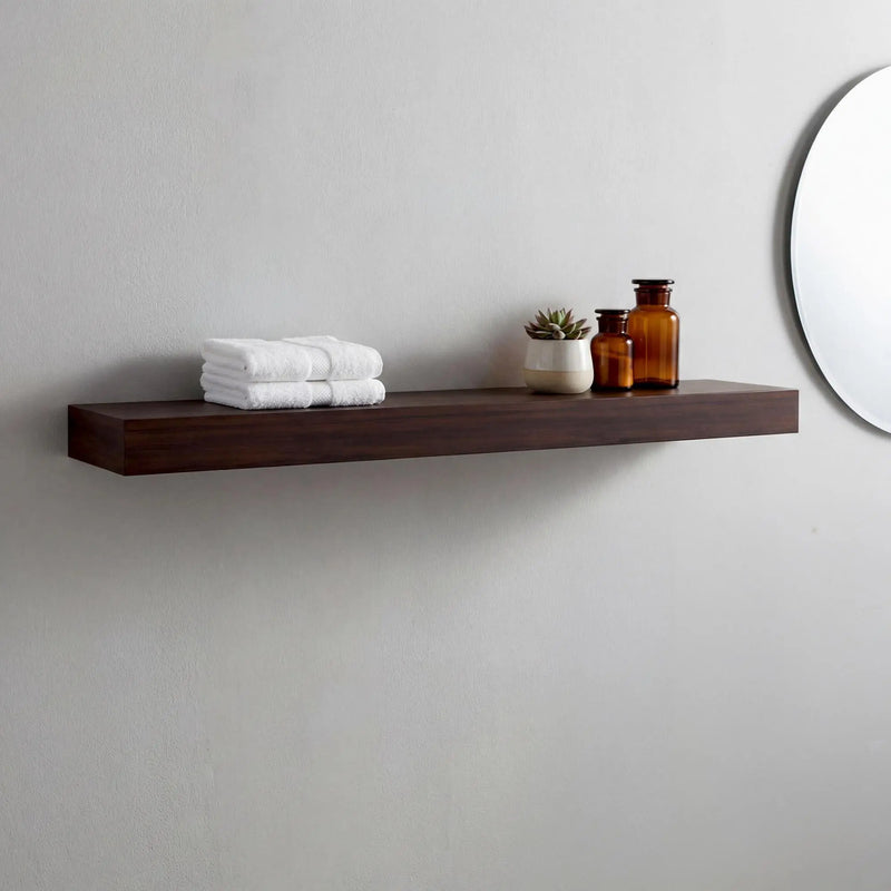 51" Espresso Wood Wall Mounted Floating Shelf Homeroots Organization