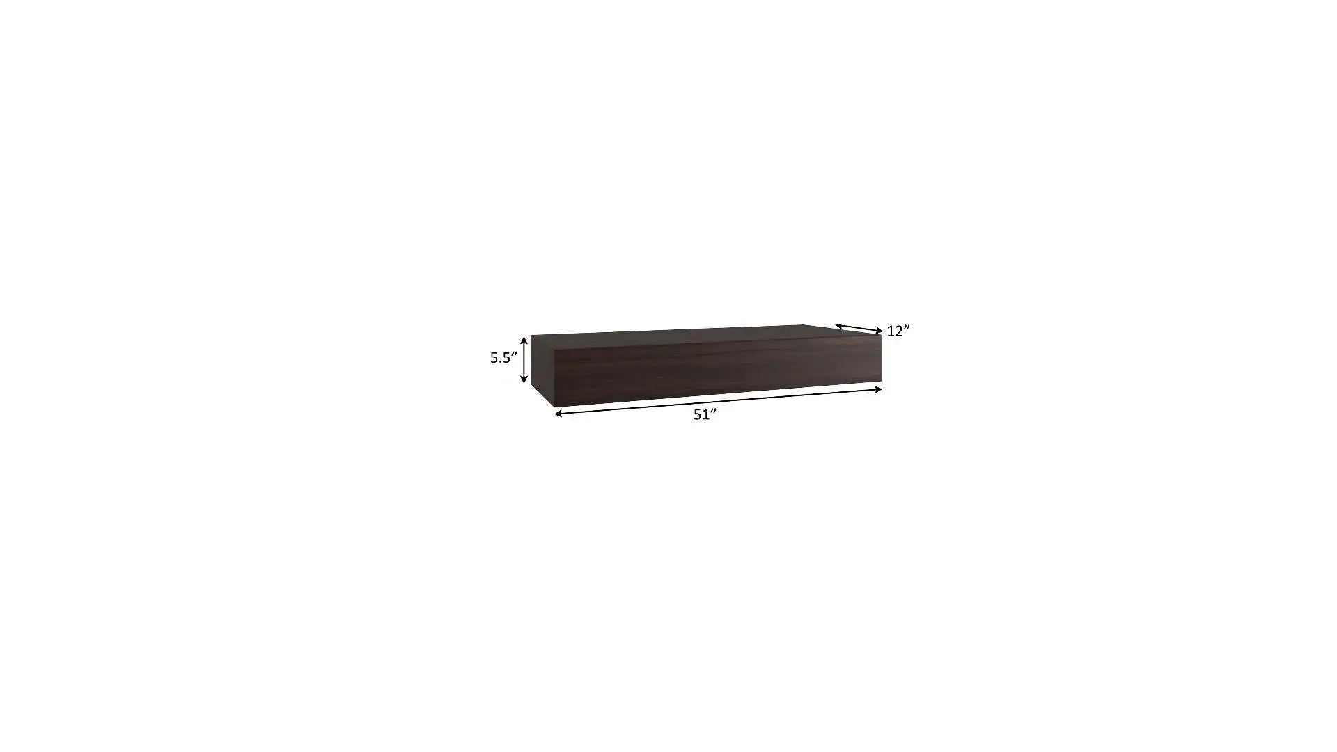 51" Espresso Wood Wall Mounted Floating Shelf Homeroots Organization