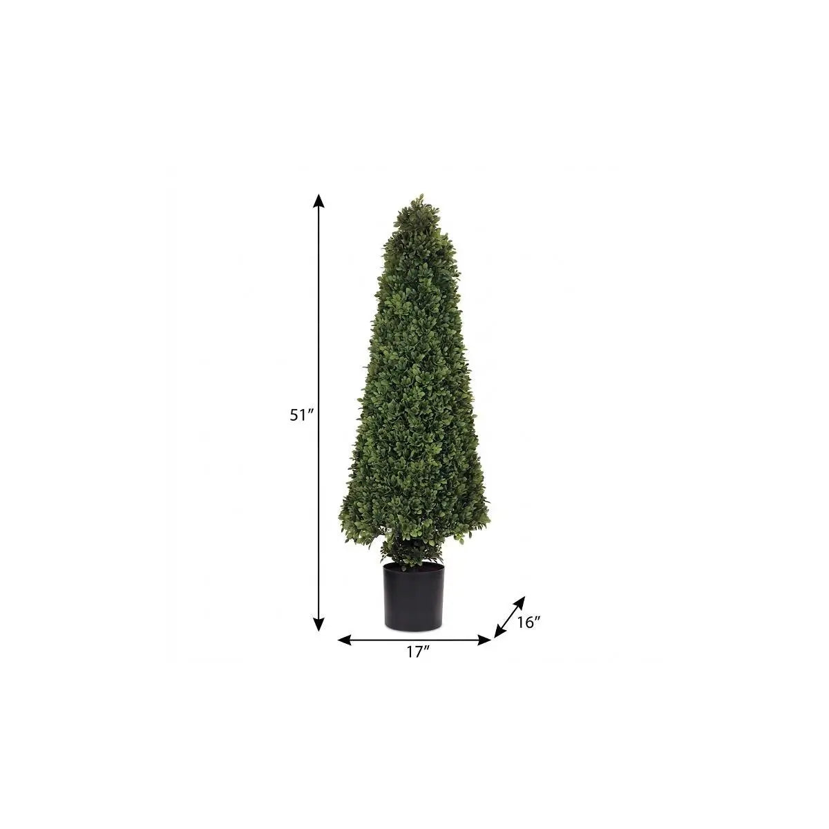 51" Green Artificial Boxwood Tree In Round Black Metal Pot Homeroots Home Decor