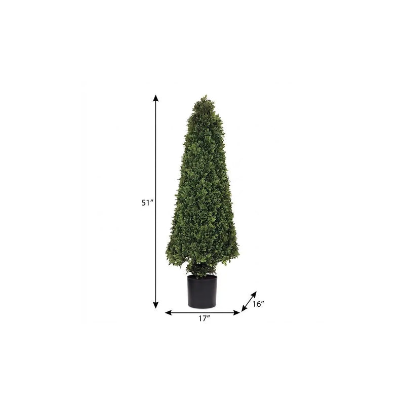 51" Green Artificial Boxwood Tree In Round Black Metal Pot Homeroots Home Decor