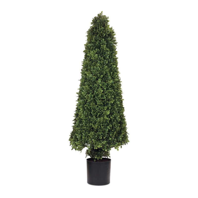 51" Green Artificial Boxwood Tree In Round Black Metal Pot Homeroots Home Decor