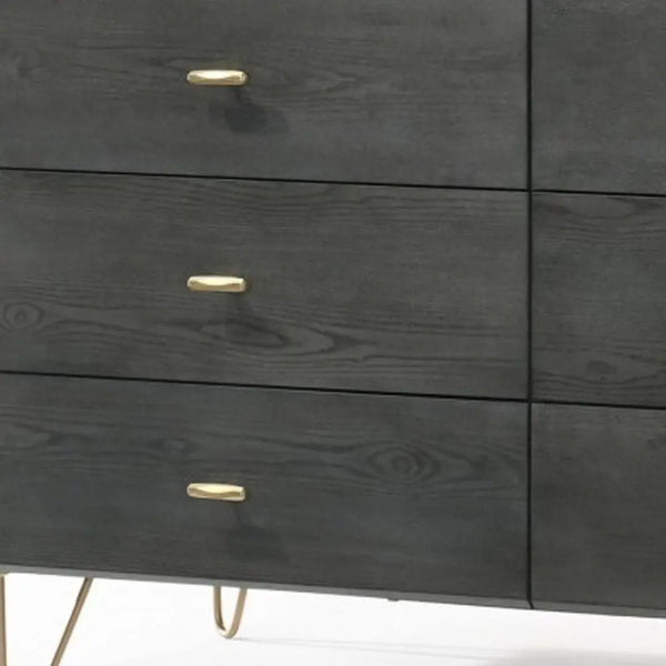 51" Grey Manufactured Wood Six Drawer Double Dresser Homeroots Bed & Bath