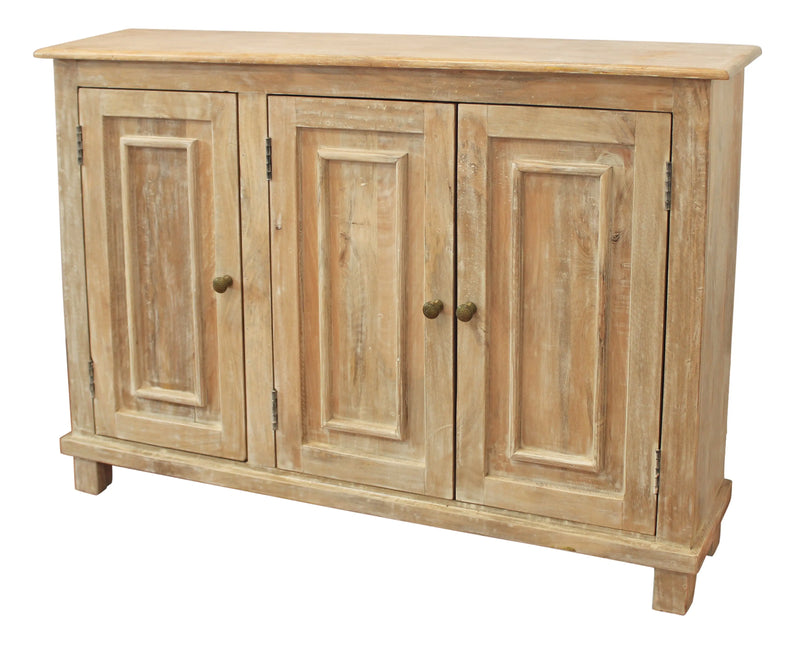 51" Natural Distressed Solid Wood Sideboard with Three Doors Homeroots Kitchen & Dining