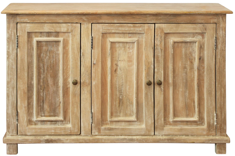 51" Natural Distressed Solid Wood Sideboard with Three Doors Homeroots Kitchen & Dining