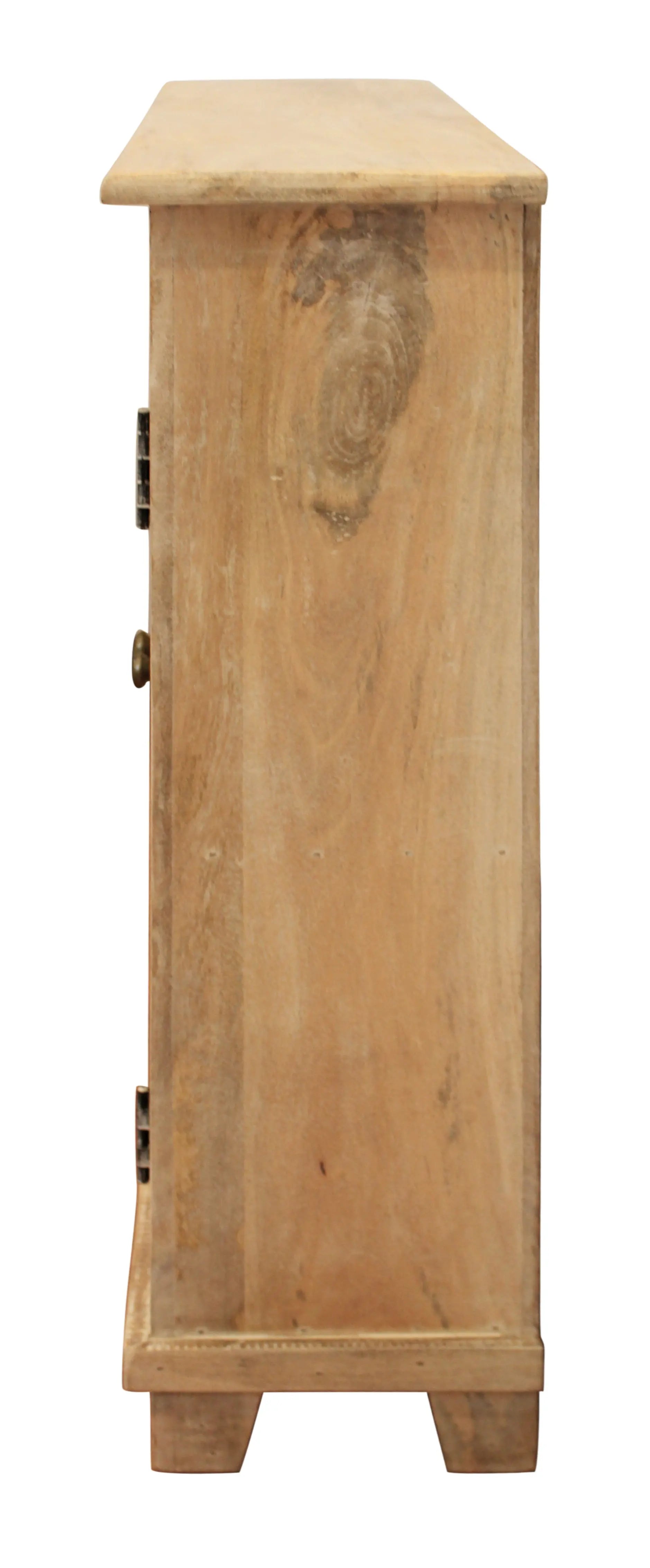 51" Natural Distressed Solid Wood Sideboard with Three Doors Homeroots Kitchen & Dining