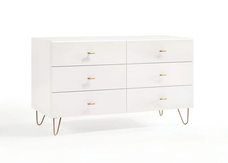 51" White Manufactured Wood Six Drawer Double Dresser Homeroots Bed & Bath