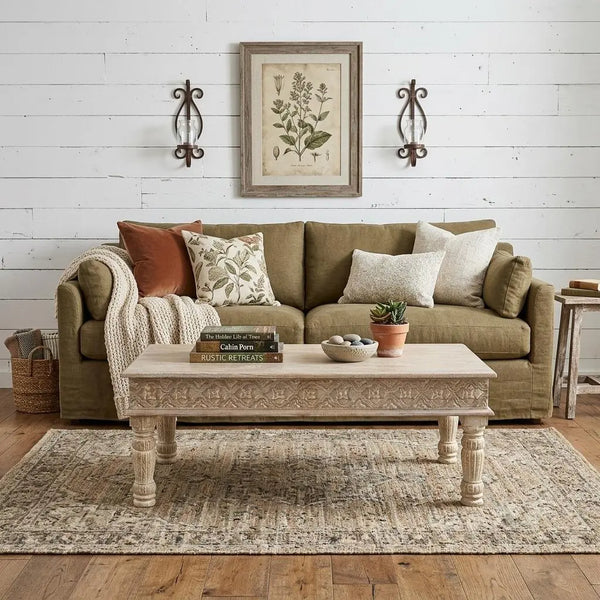 51" White Solid Wood Distressed Coffee Table Homeroots Living Room