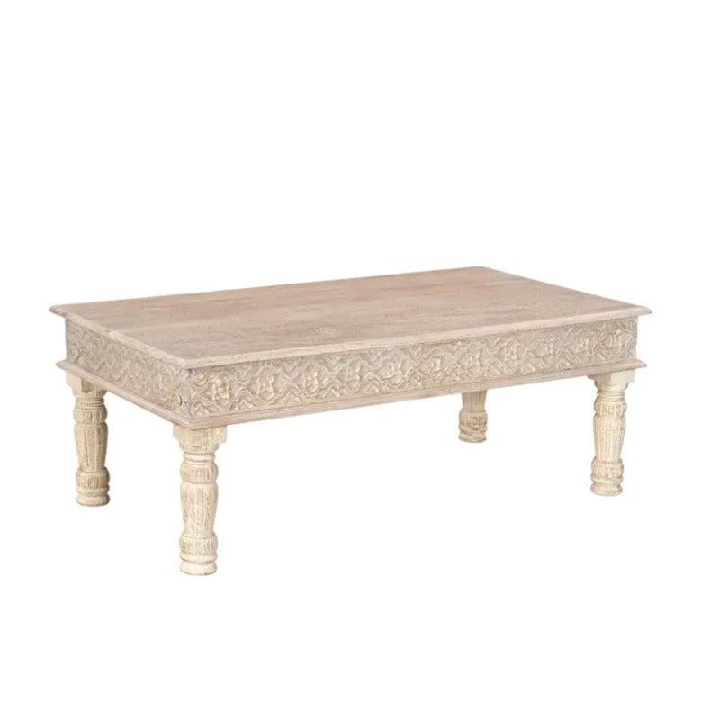 51" White Solid Wood Distressed Coffee Table Homeroots Living Room