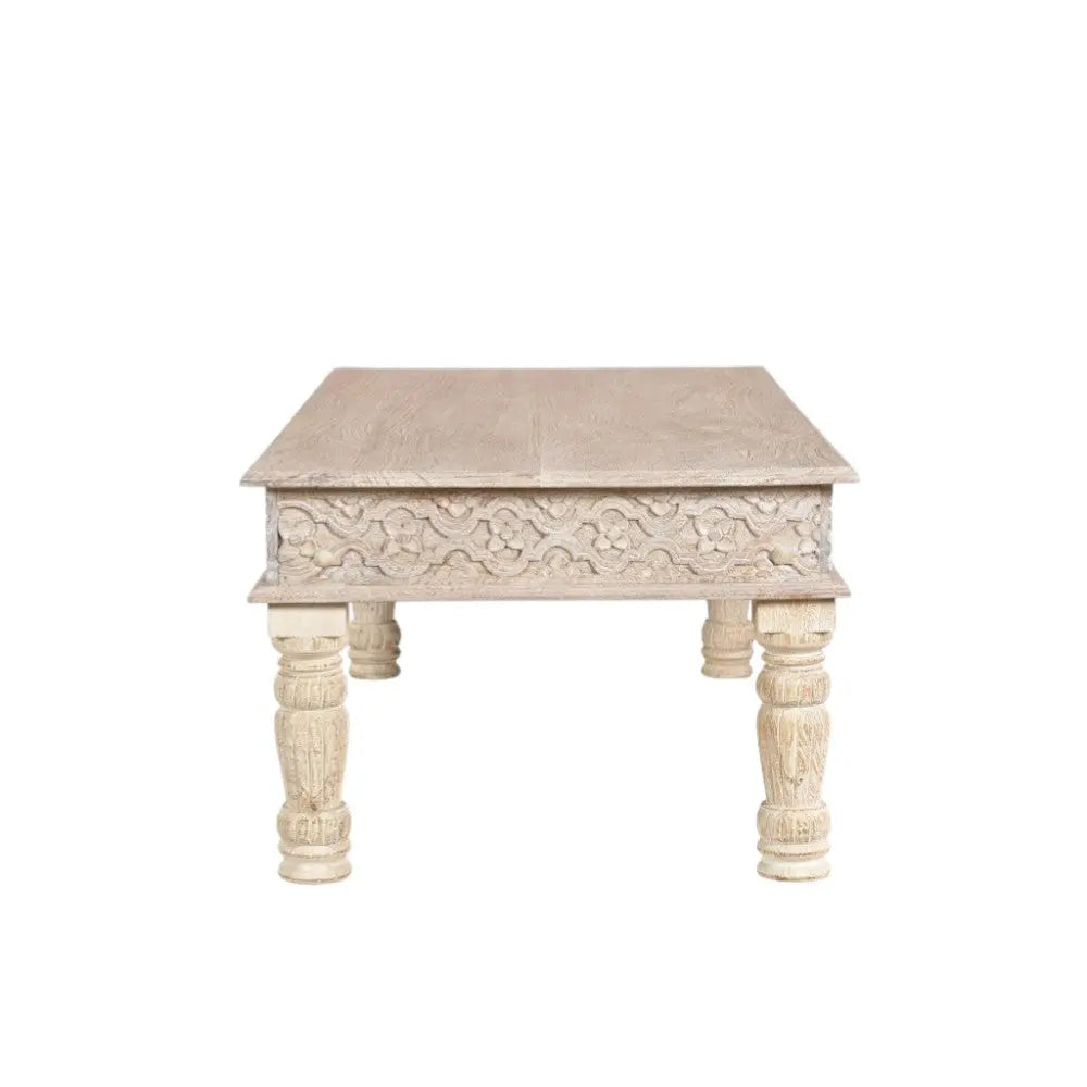 51" White Solid Wood Distressed Coffee Table Homeroots Living Room