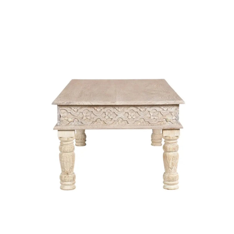 51" White Solid Wood Distressed Coffee Table Homeroots Living Room
